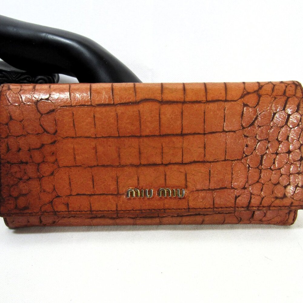 Miu Miu By Prada Long Croc Embossed Wallet, Used … - image 2